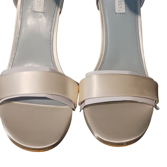 NEW Nine West Utell Satin Embellished Ankle Strap Ivory Stiletto Heels Size 9.5 - Picture 9 of 15